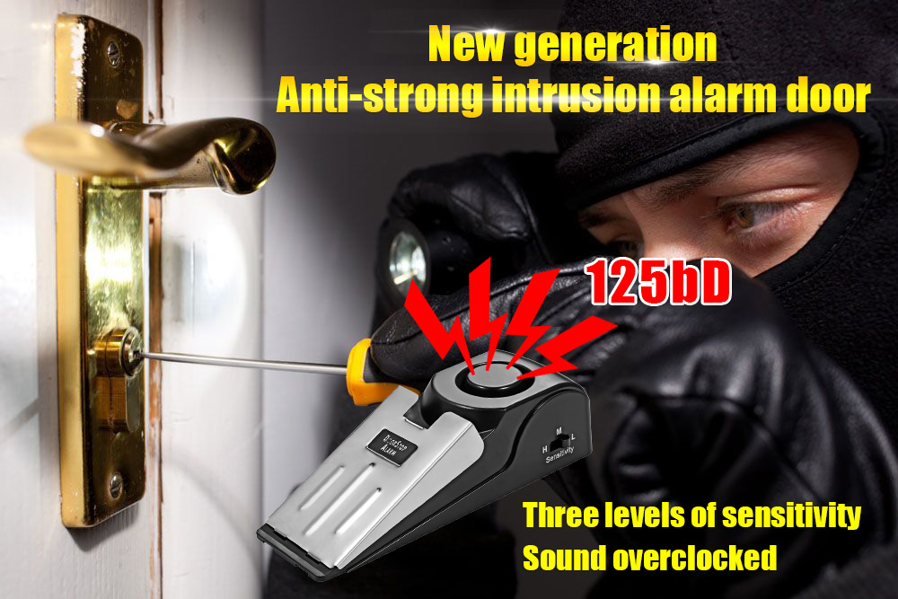 125 dB Wireless Door sensor Triggered stop Security alarm system Home Wedge Shaped Door topper Alarm Block Blocking System